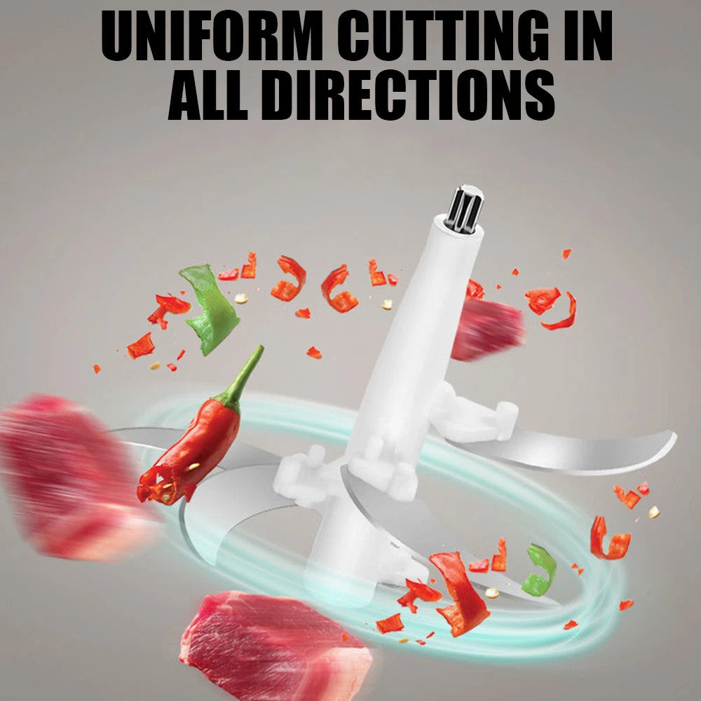 Vegetable chopper with sliced vegetables on a gray background