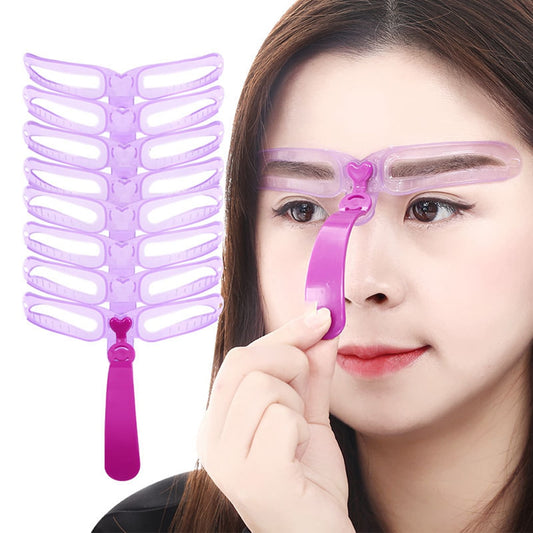 8 in 1 Reusable Eyebrow Shaping Stencil Kit - Adjustable Eyebrow Template Grooming Shaper Card Easy Makeup Helper for Beginners