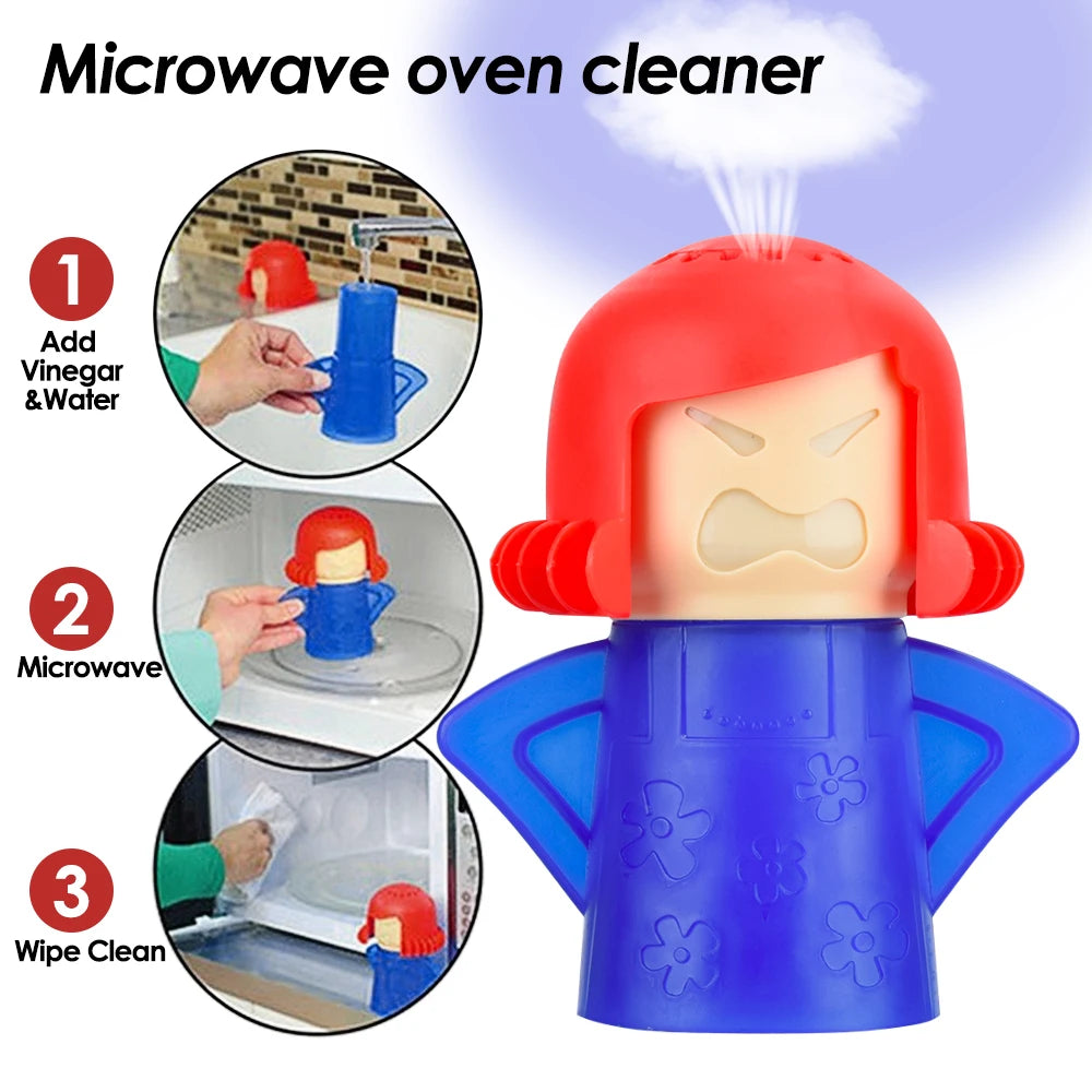 Angry Mama Microwave Steam Cleaner - Damage-Free Fast Eco Friendly Kitchen Oven Deodorizer Refrigerator Cleaning Tool