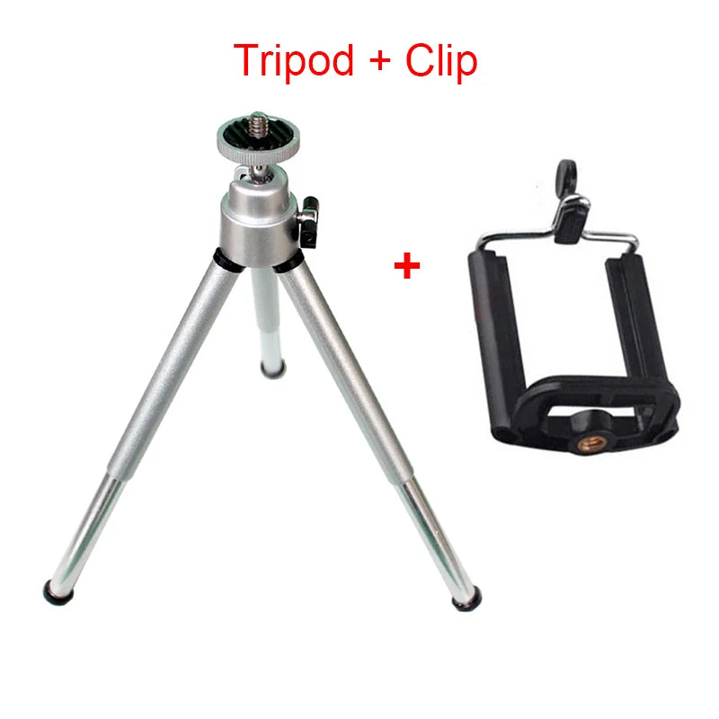 Mini Portable Aluminum Tripod with Phone Clip - Extendable Desktop Camera Stand Holder for iPhone Android Streaming Vlogging Recording