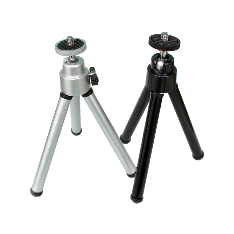 Mini Portable Aluminum Tripod with Phone Clip - Extendable Desktop Camera Stand Holder for iPhone Android Streaming Vlogging Recording