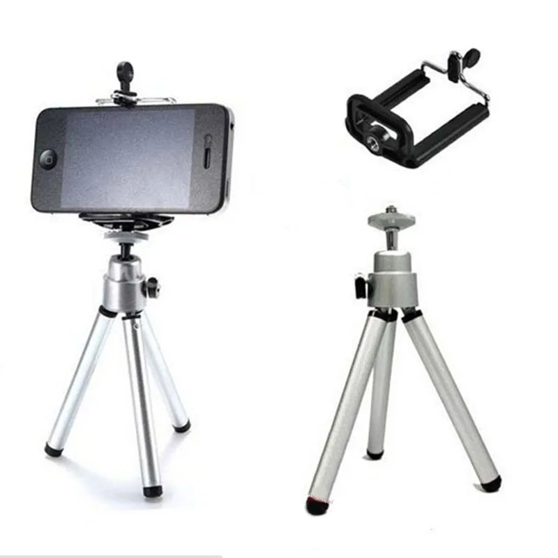 Mini Portable Aluminum Tripod with Phone Clip - Extendable Desktop Camera Stand Holder for iPhone Android Streaming Vlogging Recording