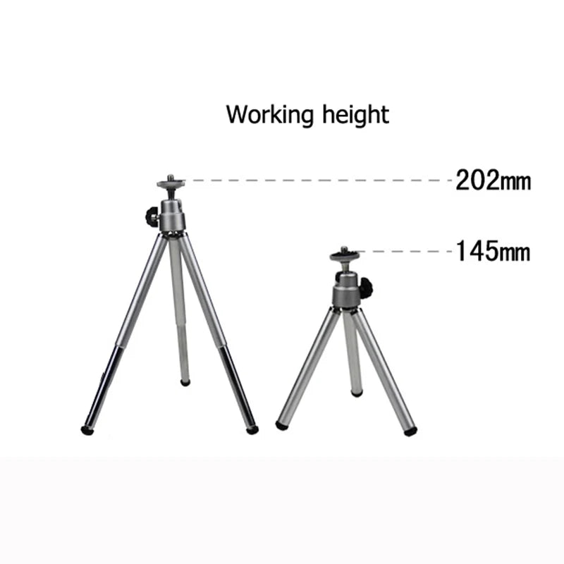 Mini Portable Aluminum Tripod with Phone Clip - Extendable Desktop Camera Stand Holder for iPhone Android Streaming Vlogging Recording