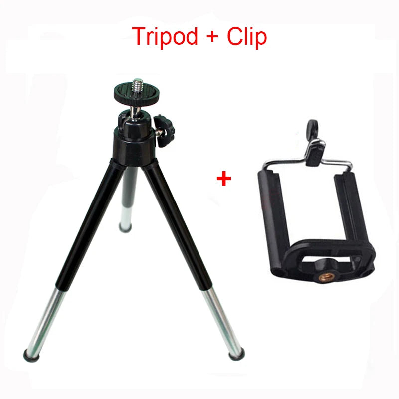 Mini Portable Aluminum Tripod with Phone Clip - Extendable Desktop Camera Stand Holder for iPhone Android Streaming Vlogging Recording