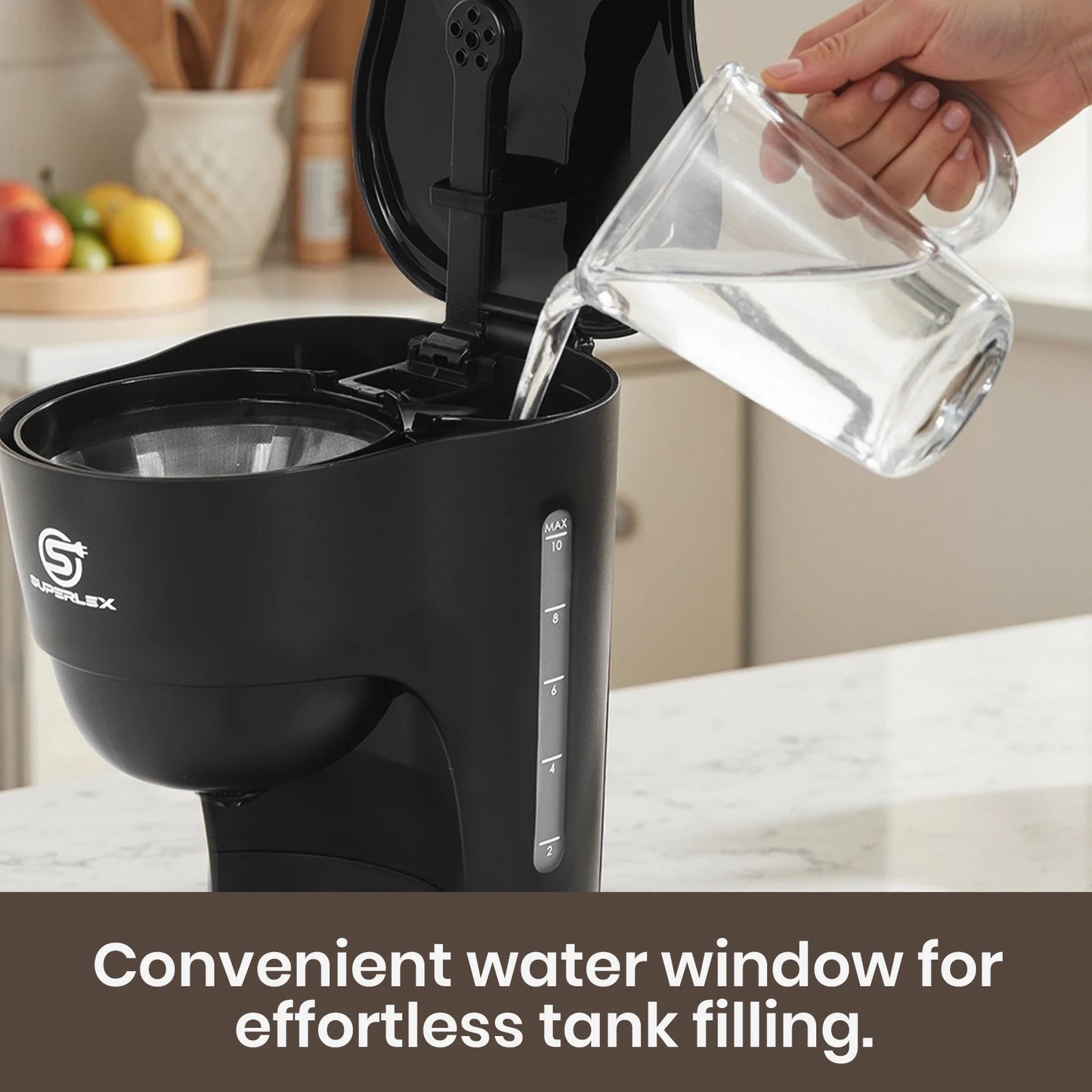 SUPERLEX 1.25L Electric Drip Coffee Machine 600 Power American Style Coffee Machine Convenient Water Window with Reusable Filter