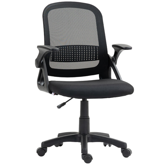 Breathable Mesh Office Chair, Ergonomic Swivel Computer Chair With Flip-up Armrests, Lumbar Back Support For Home or Office, Black