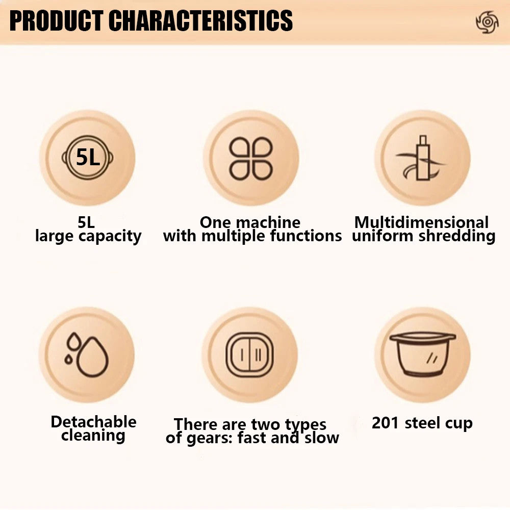 Product characteristics of food processor